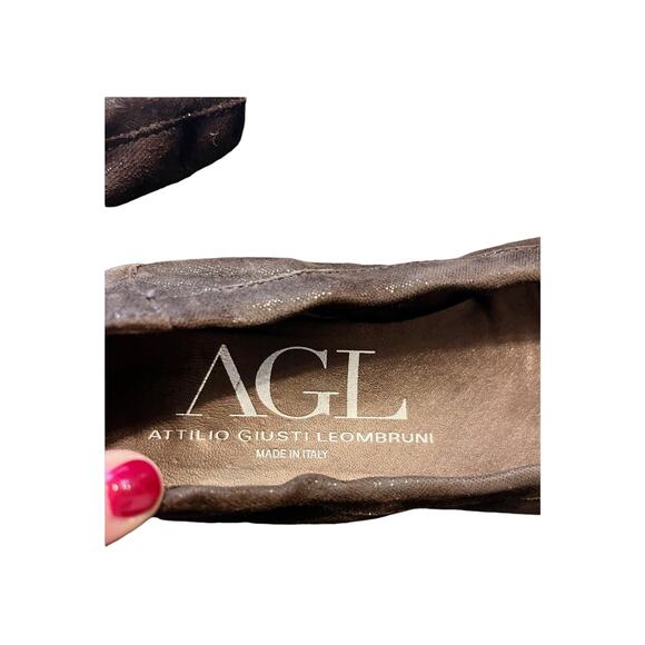 AGL Ballet Flats Brown Monika Cap Toe Suede Patent Leather Shoes Buckle 36 EUC - Picture 10 of 11